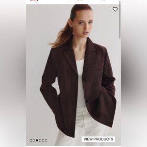 Faux Suede Brown Oversized Jacket - H&M